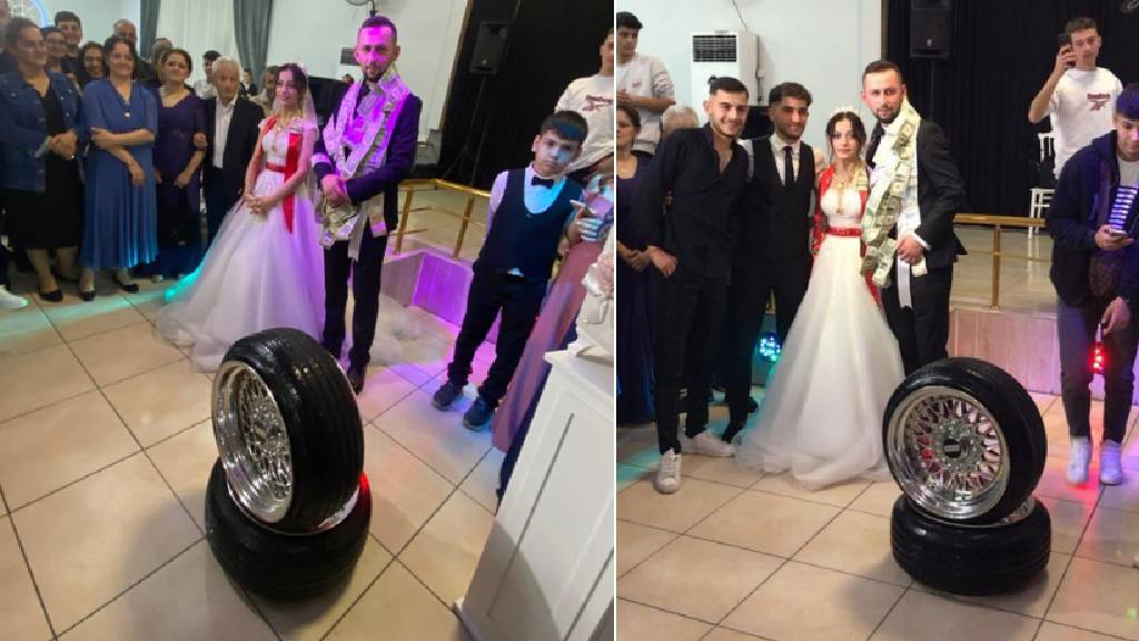 Arkadaşına ilginç düğün hediyesi! 35 bin liralık jant ve lastik taktı...