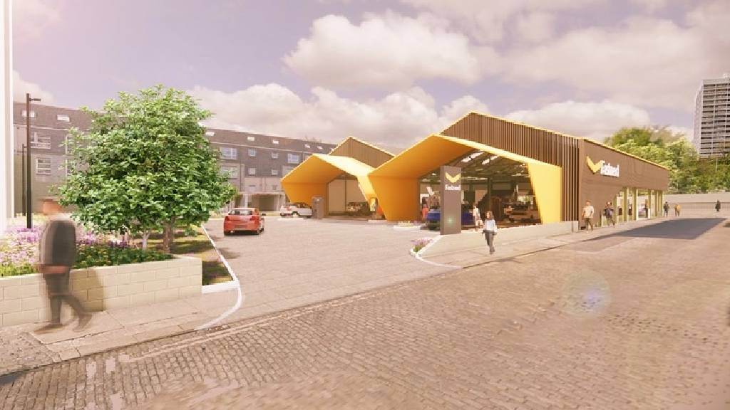 Elektrikli araçları için üstü kapalı yeni tip şarj istasyonu