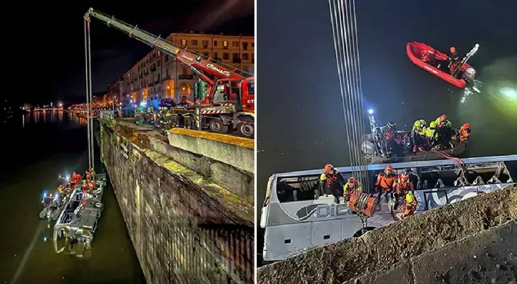 İtalya'da otobüs nehre düştü, 1 ölü