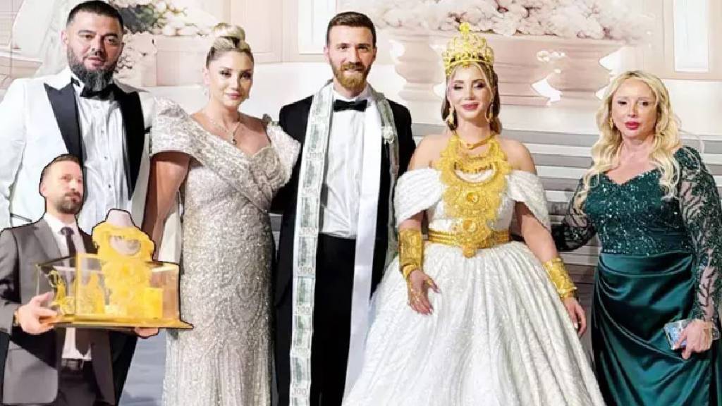 Sosyal medyanın konuştuğu düğün… Geline, 5 kilo altın takıldı!