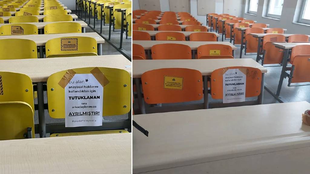 YTÜ'de öğrencilerden sınav boykotu! Sıraları tutuklu arkadaşlarına ayırdılar