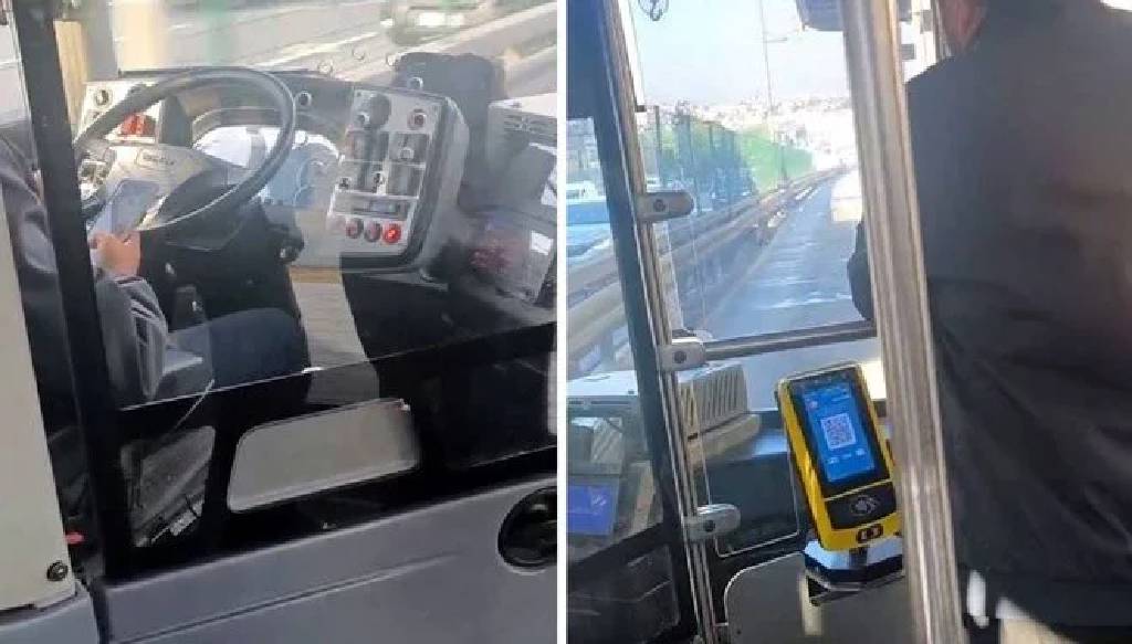 Metrobüs şoföründen skandal hareket: Seyir halinde telefonla oynadı