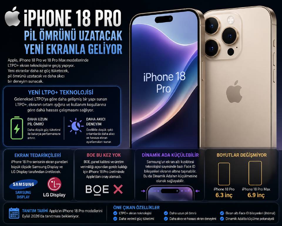 Iphone 18'de yeni ekran yeniliği