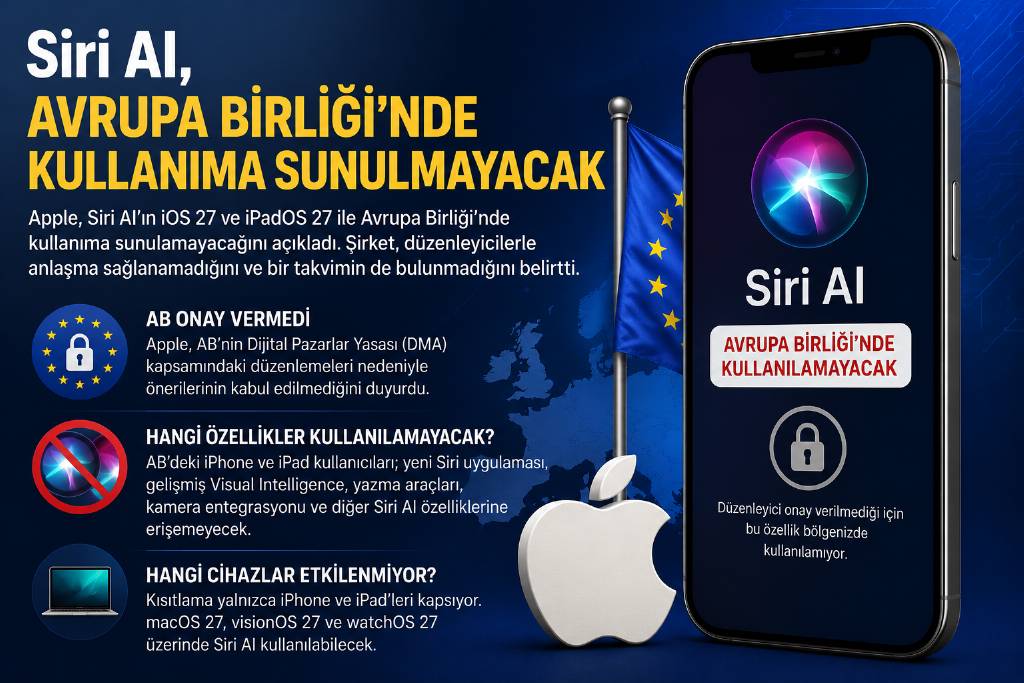 Apple'ın yeni Siri yapay zekası AB'de ertelendi