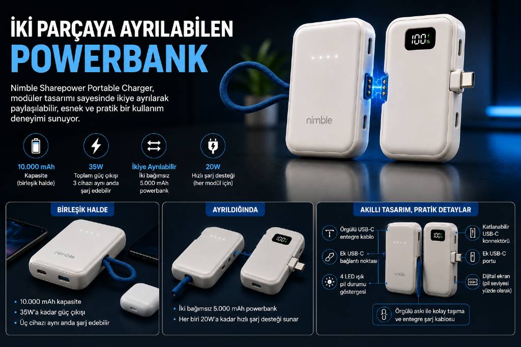İki ayrı powerbank'e ayrılabilen cihaz tanıtıldı