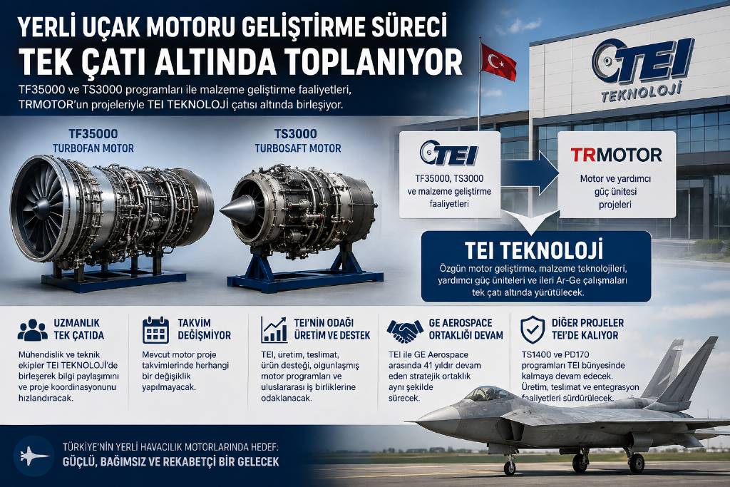 Yerli uçak motoru projesinde yeni yapılandırma 